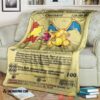 Anime Pokemon First Edition Charizard Gold Card Soft Blanket