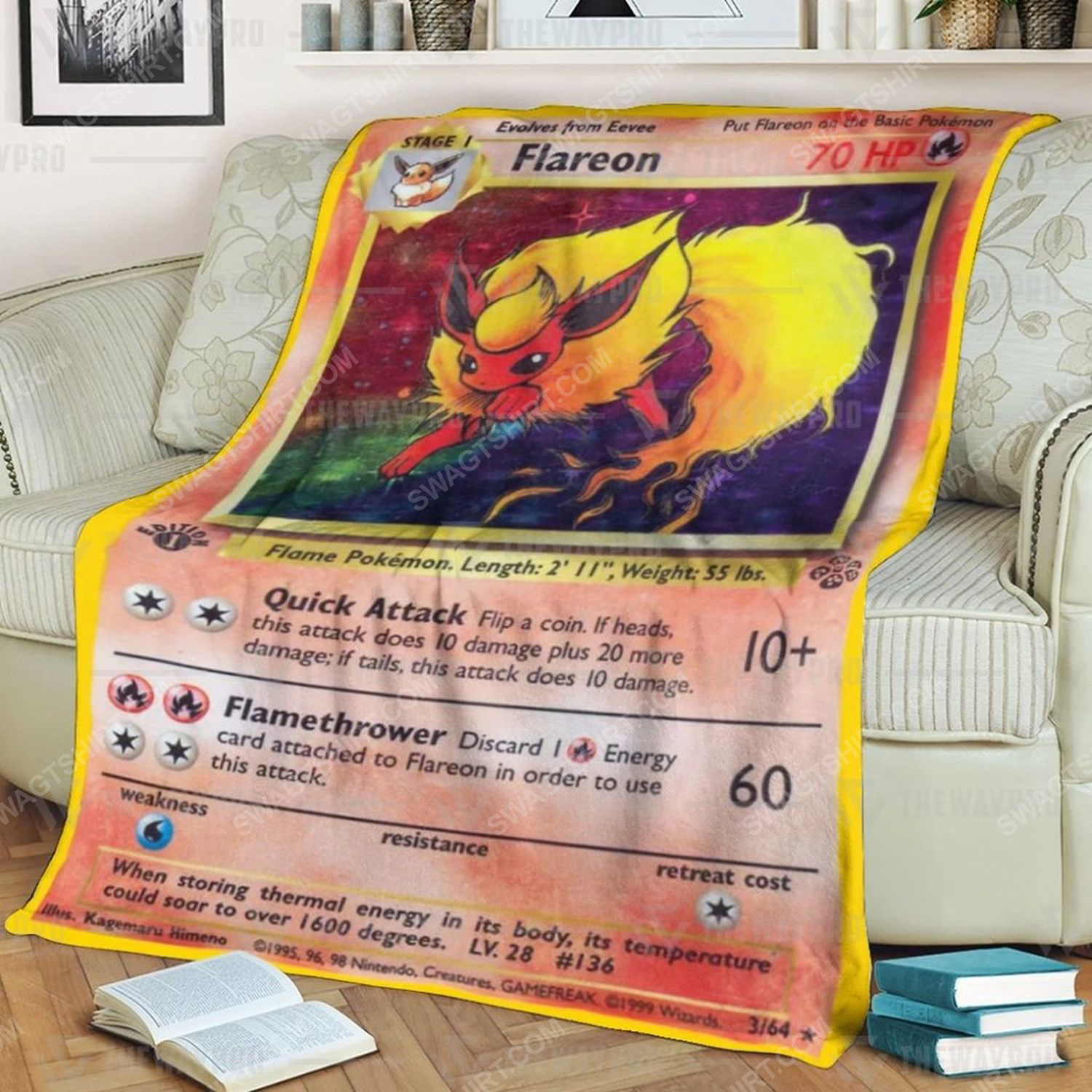 Anime Pokemon Flareon Full Print Soft Blanket Anime Pokemon Flareon Full Print Soft Blanket