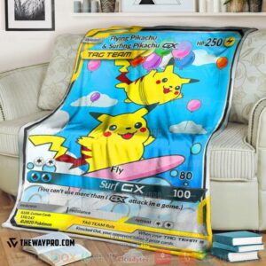 Anime Pokemon Flying Surfing Pikachu Tag Team Gx Soft Blanket