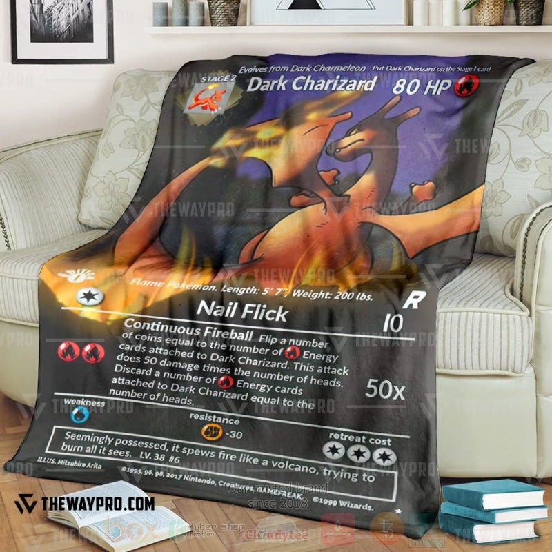 Anime Pokemon Full Art Dark Charizard Blanket Anime Pokemon Full Art Dark Charizard Blanket