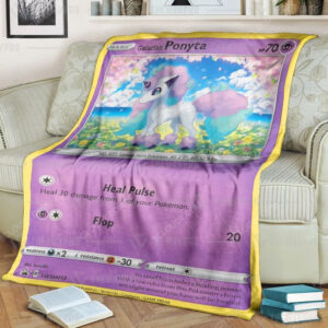 Anime Pokemon Galarian Ponyta Full Print Soft Blanket