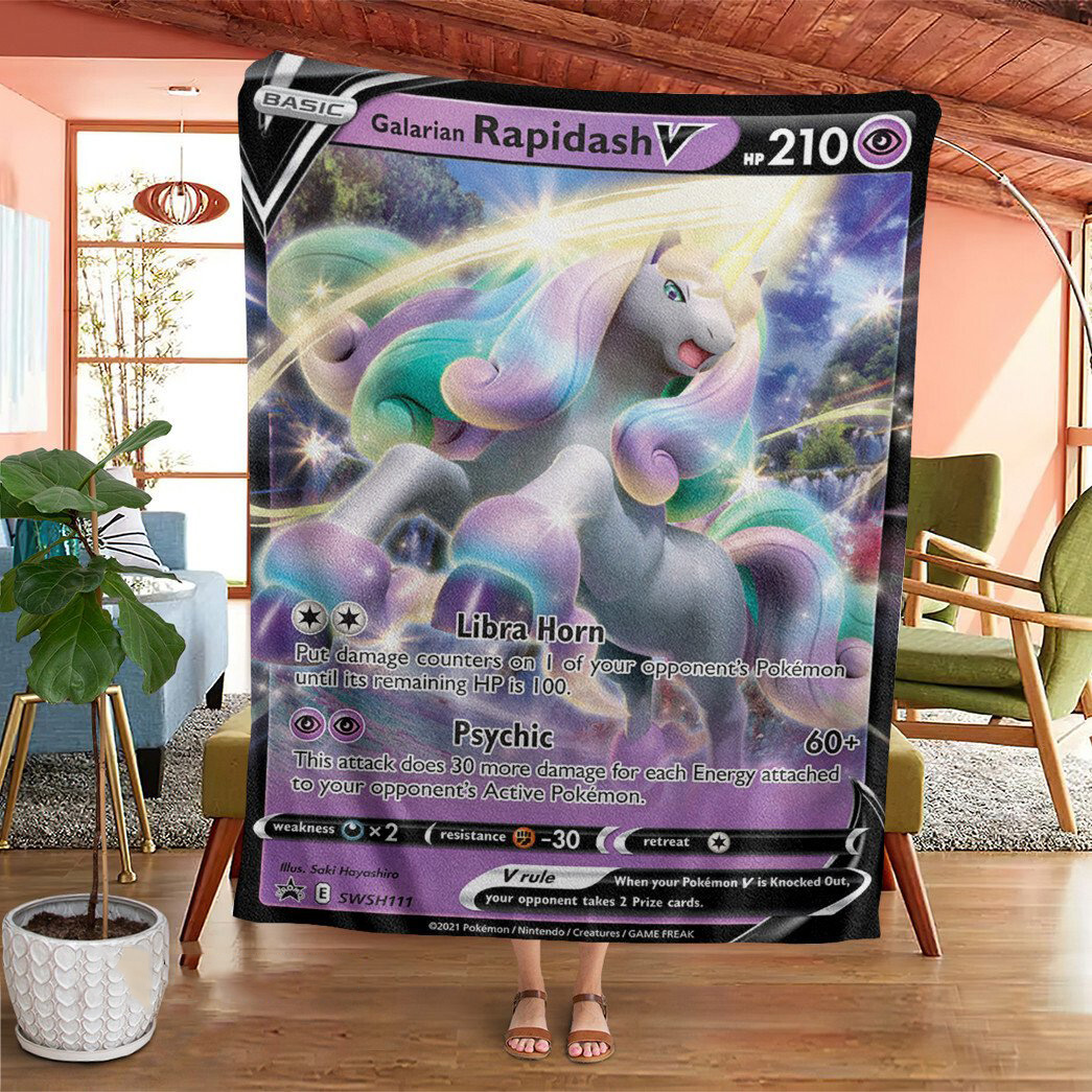 Anime Pokemon Galarian Rapidash Custom Soft Blanket Anime Pokemon Galarian Rapidash Custom Soft Blanket