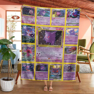 Anime Pokemon Gengar Cards Custom Soft Blanket