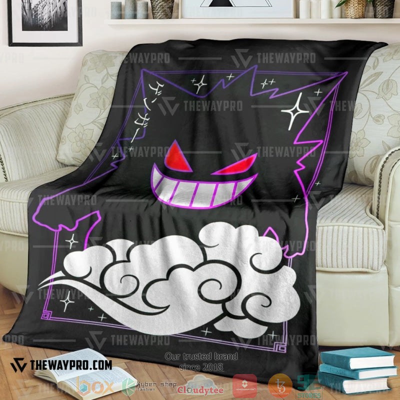 Anime Pokemon Gengar Cloud Black Soft Blanket Anime Pokemon Gengar Cloud Black Soft Blanket