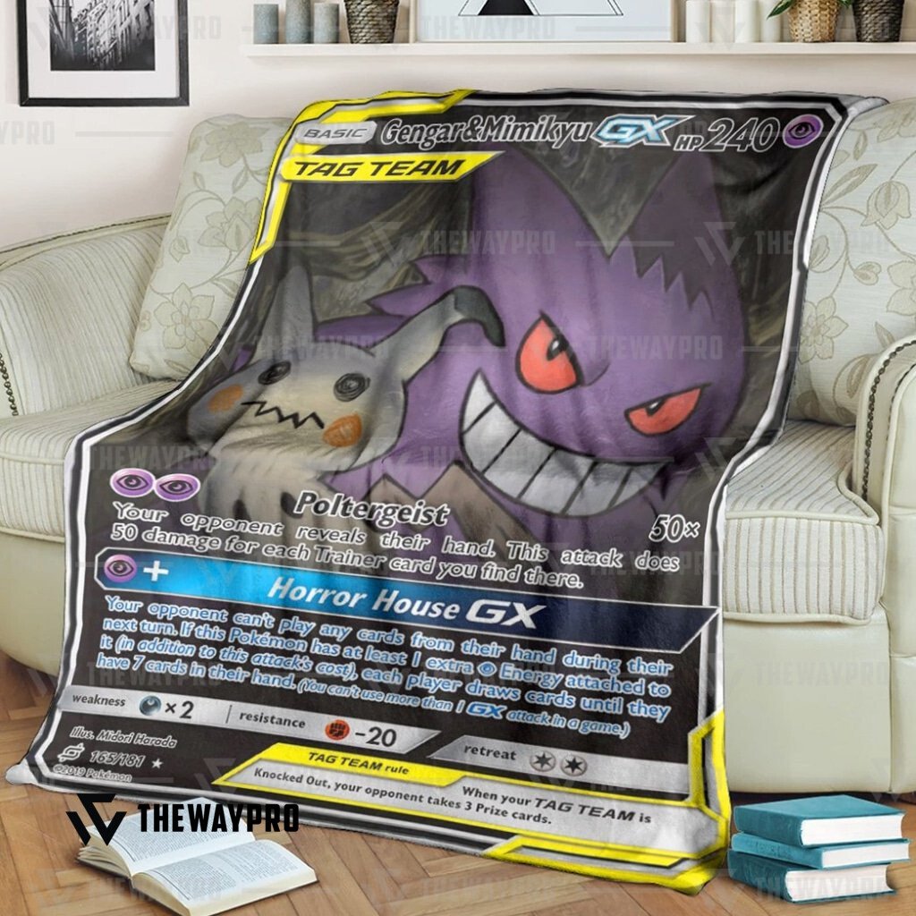 Anime Pokemon Gengar Mimikyu Gx A%C2%B7Team Up Custom Soft Blanket Anime Pokemon Gengar Mimikyu Gx A%C2%B7Team Up Custom Soft Blanket
