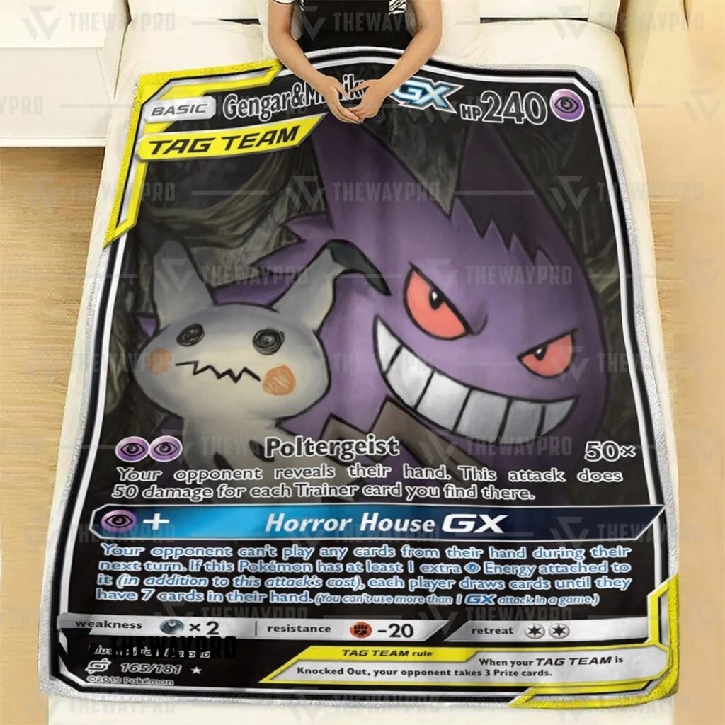 Anime Pokemon Gengar Mimikyu Gx Team Up Custom Soft Blanket Anime Pokemon Gengar Mimikyu Gx Team Up Custom Soft Blanket