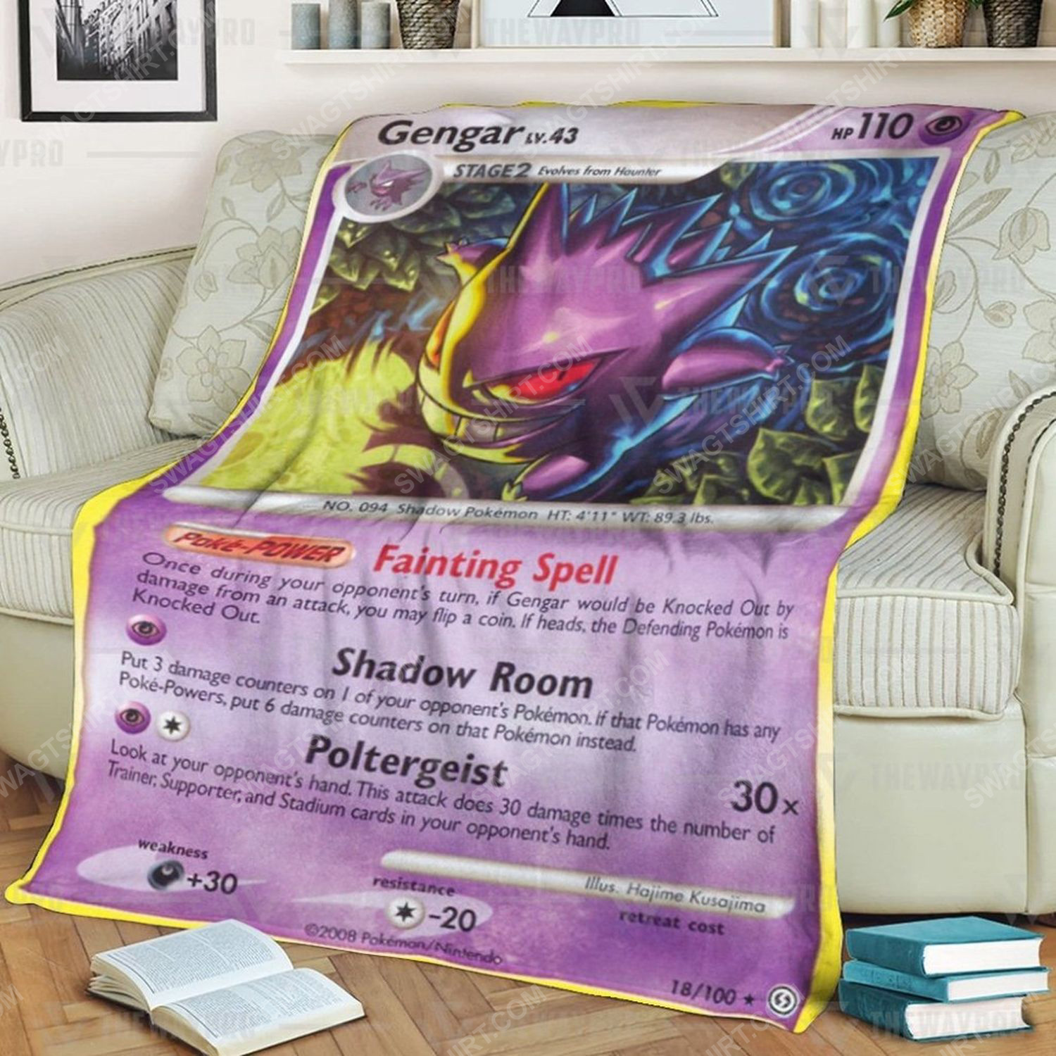 Anime Pokemon Gengar Stormfront Full Print Soft Blanket Anime Pokemon Gengar Stormfront Full Print Soft Blanket