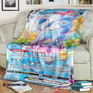 Anime Pokemon Glaceon Vmax Evolving Skies Soft Blanket 2