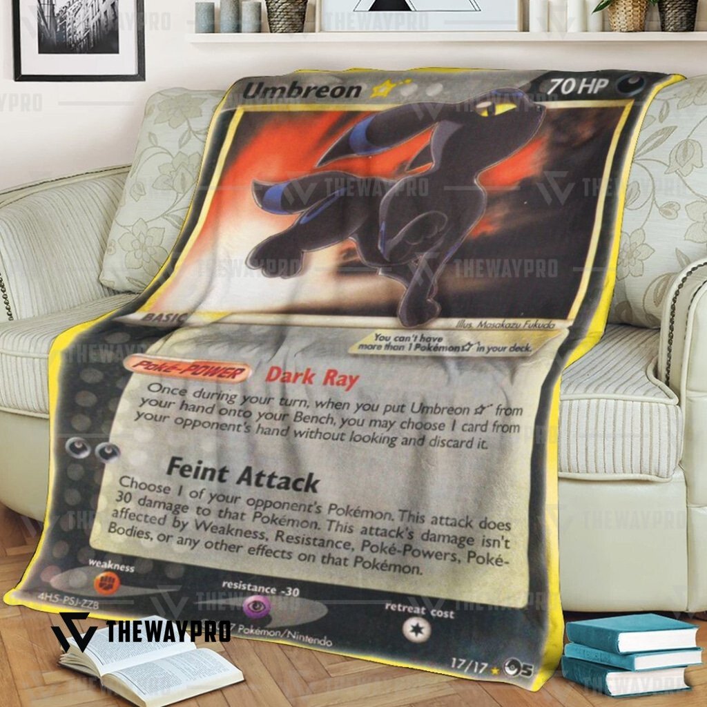 Anime Pokemon Gold Star Umbreon Custom Soft Blanket Anime Pokemon Gold Star Umbreon Custom Soft Blanket