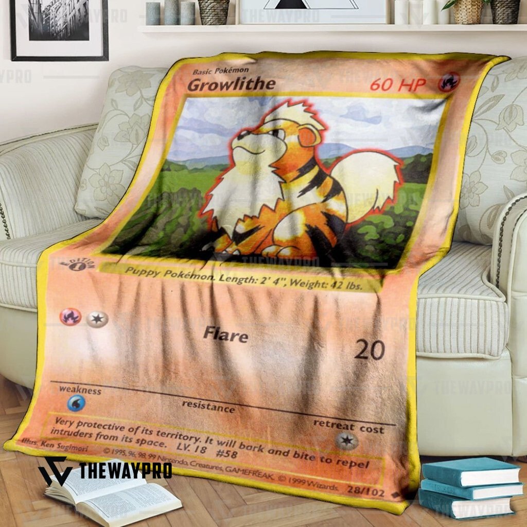 Anime Pokemon Growlithe 1St Edition Custom Soft Blanket Anime Pokemon Growlithe 1St Edition Custom Soft Blanket