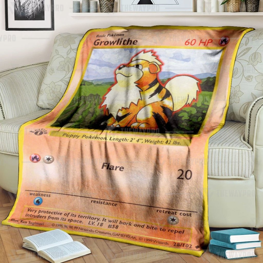 Anime Pokemon Growlithe 1St Edition Flare Custom Blanket And Quilt Anime Pokemon Growlithe 1St Edition Flare Custom Blanket And Quilt
