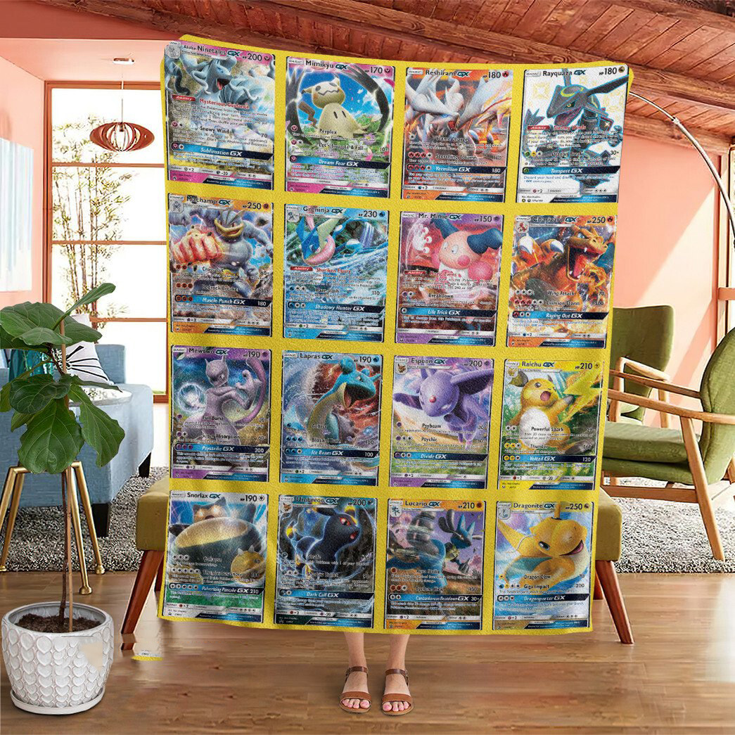 Anime Pokemon Gx 2 Cards Custom Soft Blanket Anime Pokemon Gx 2 Cards Custom Soft Blanket