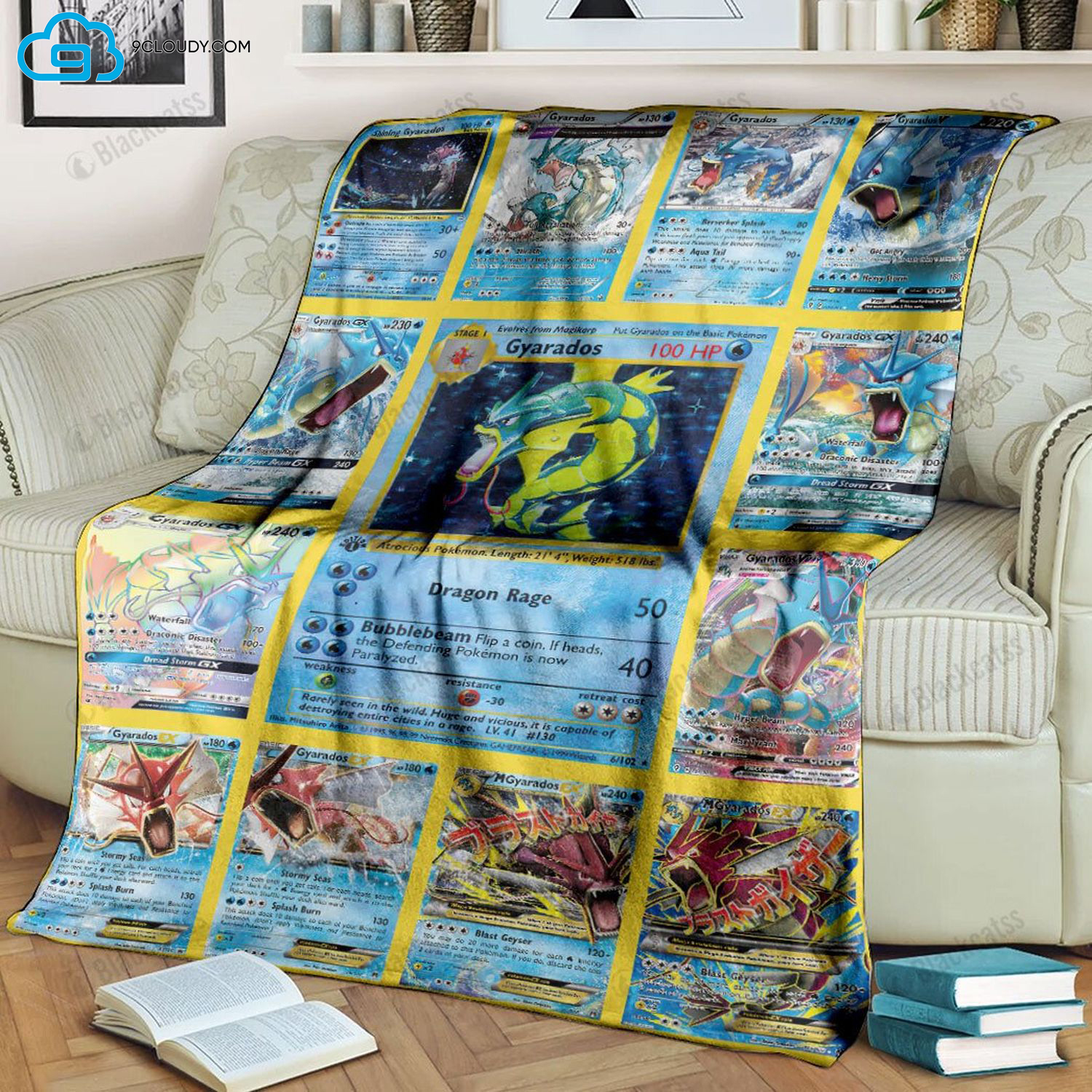 Anime Pokemon Gyarados Cards All Over Print Soft Blanket Anime Pokemon Gyarados Cards All Over Print Soft Blanket