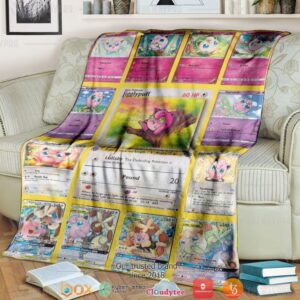 Anime Pokemon Jigglypuff Cards Version 2 Soft Blanket