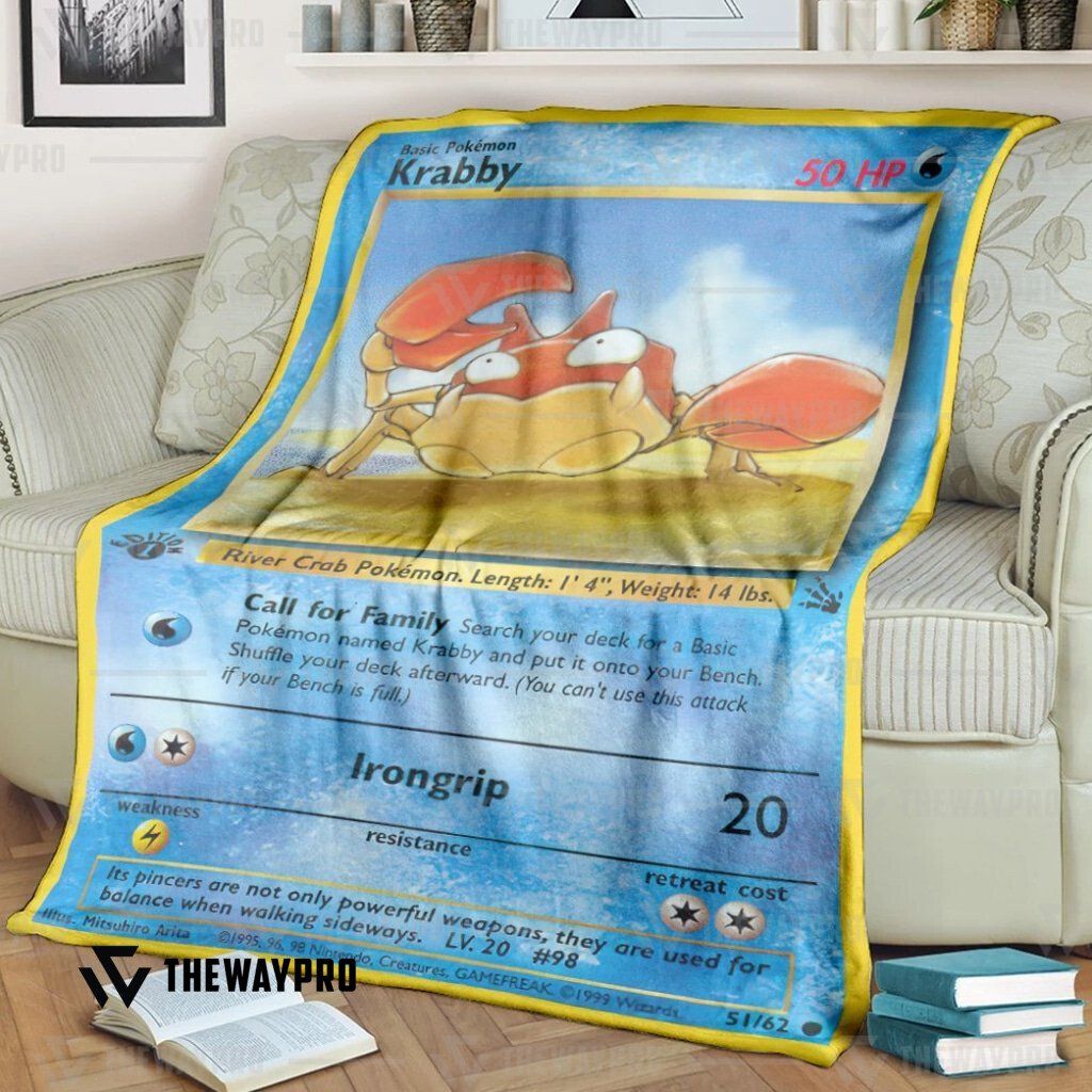 Anime Pokemon Krabby Custom Soft Blanket Anime Pokemon Krabby Custom Soft Blanket