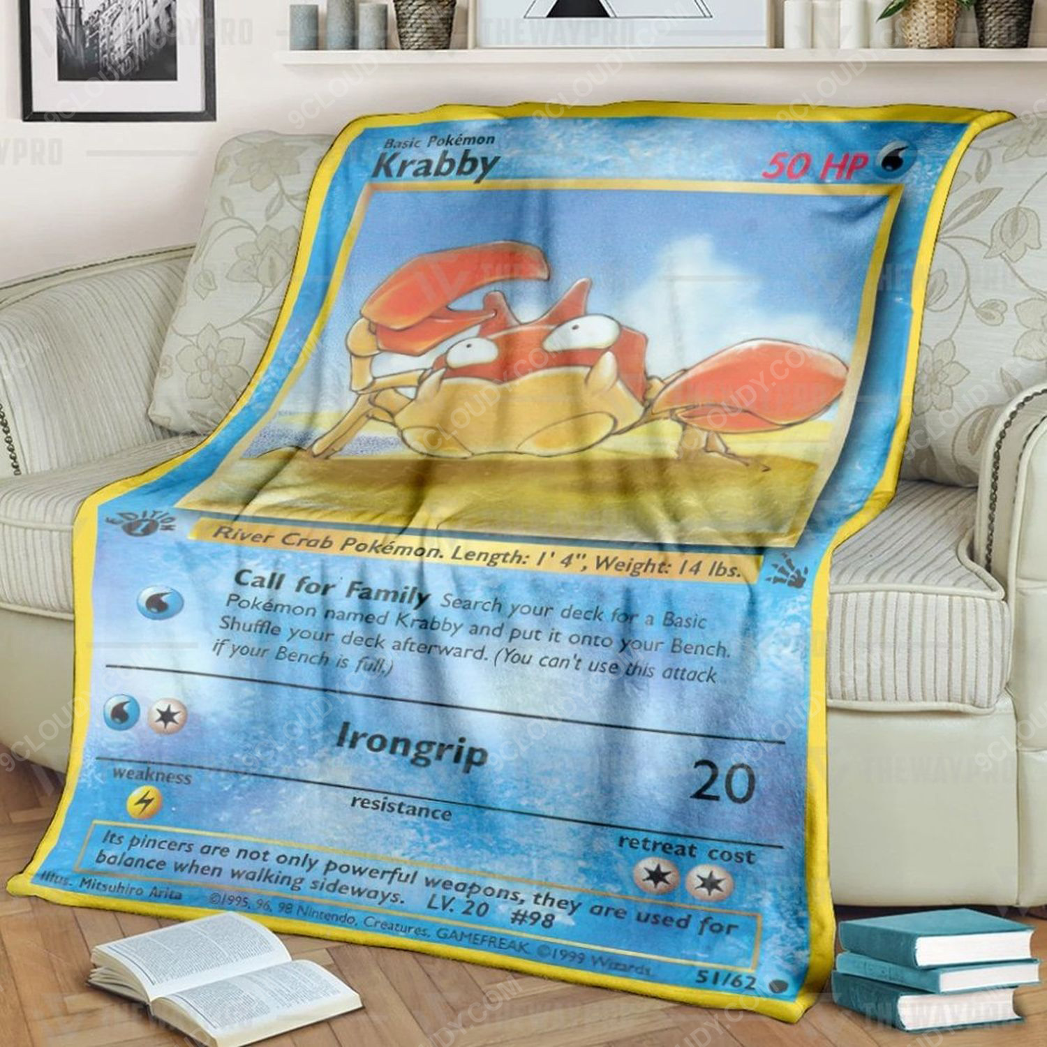 Anime Pokemon Krabby Full Print Soft Blanket Anime Pokemon Krabby Full Print Soft Blanket