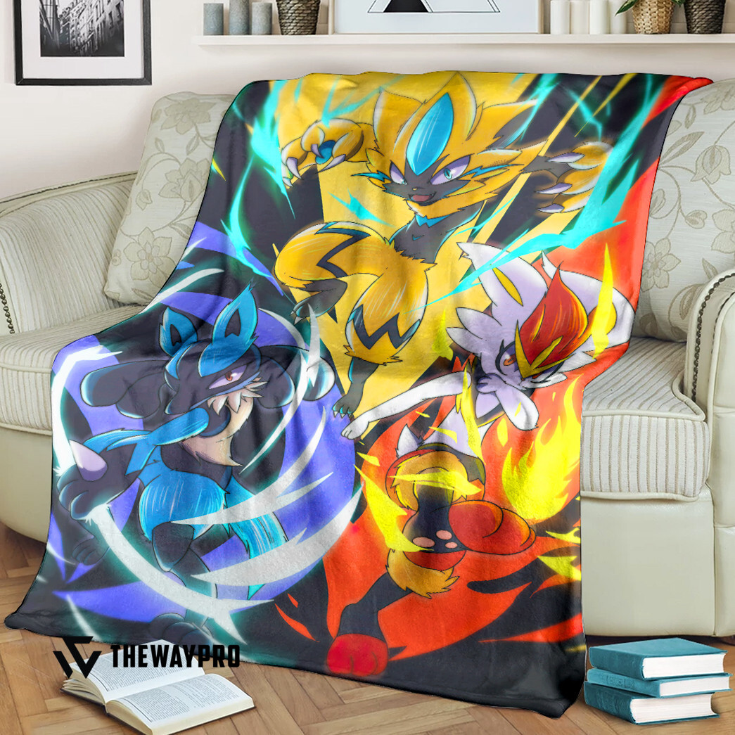 Anime Pokemon Lightning Fire Water Blanket Anime Pokemon Lightning Fire Water Blanket