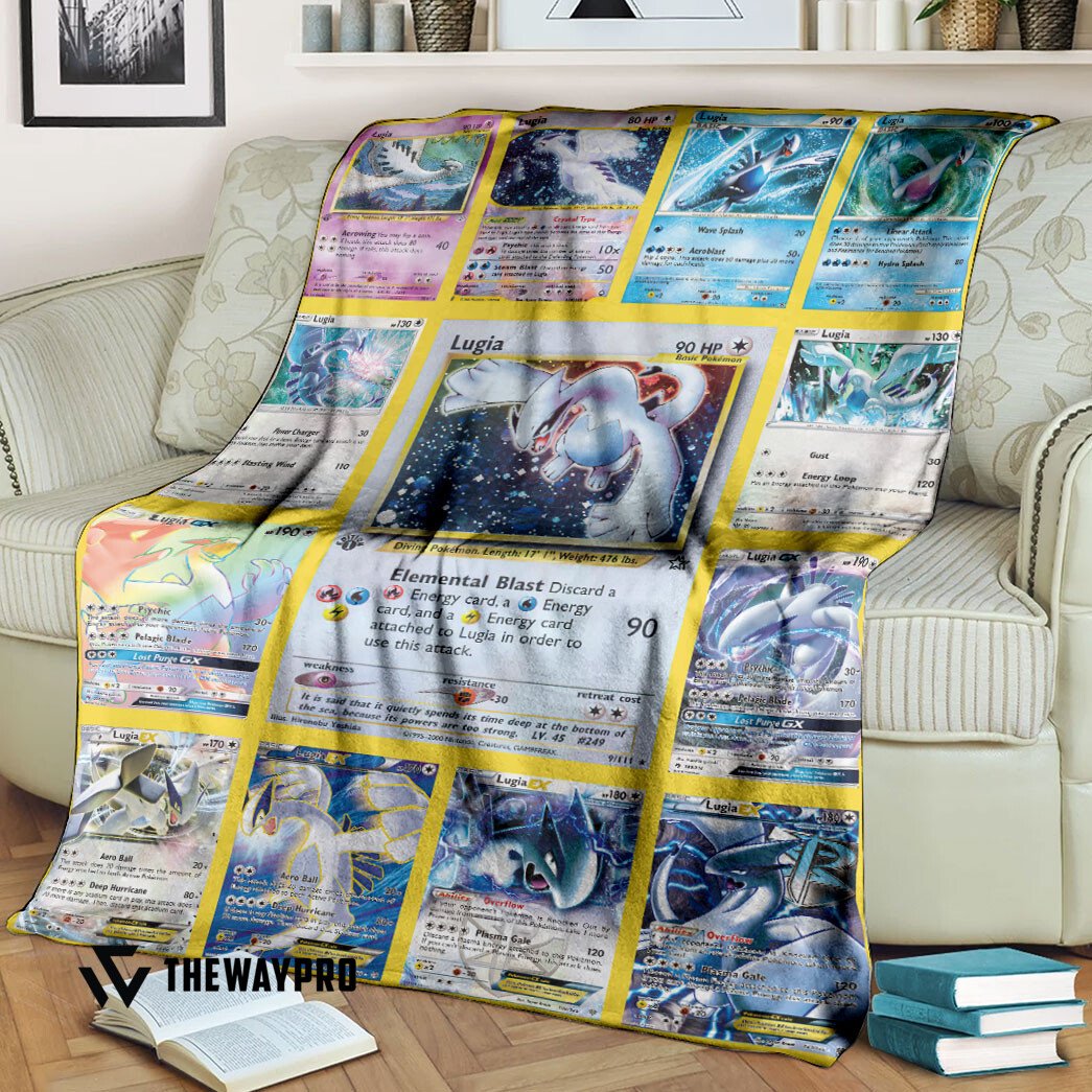 Anime Pokemon Lugia Cards Version 2 Blanket Anime Pokemon Lugia Cards Version 2 Blanket