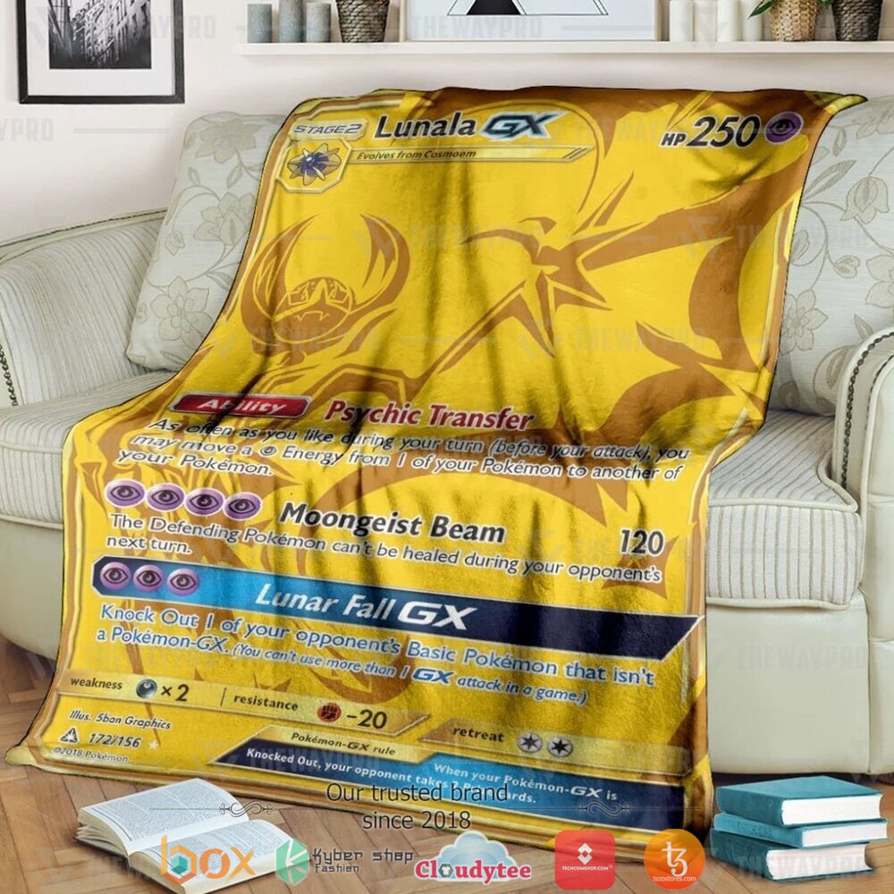 Anime Pokemon Lunala Gx Ultra Prism Soft Blanket Anime Pokemon Lunala Gx Ultra Prism Soft Blanket