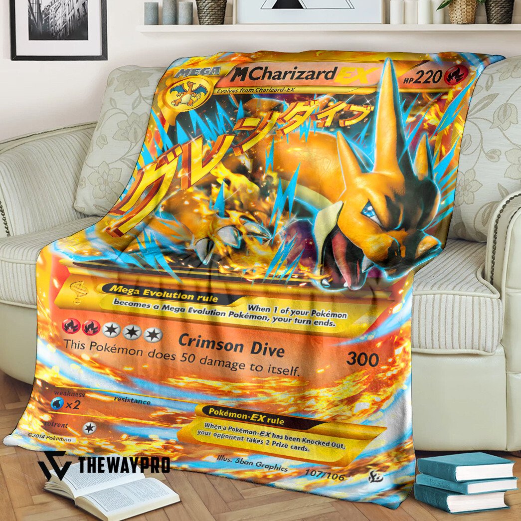 Anime Pokemon M Charizard Ex Flashfire Blanket Anime Pokemon M Charizard Ex Flashfire Blanket