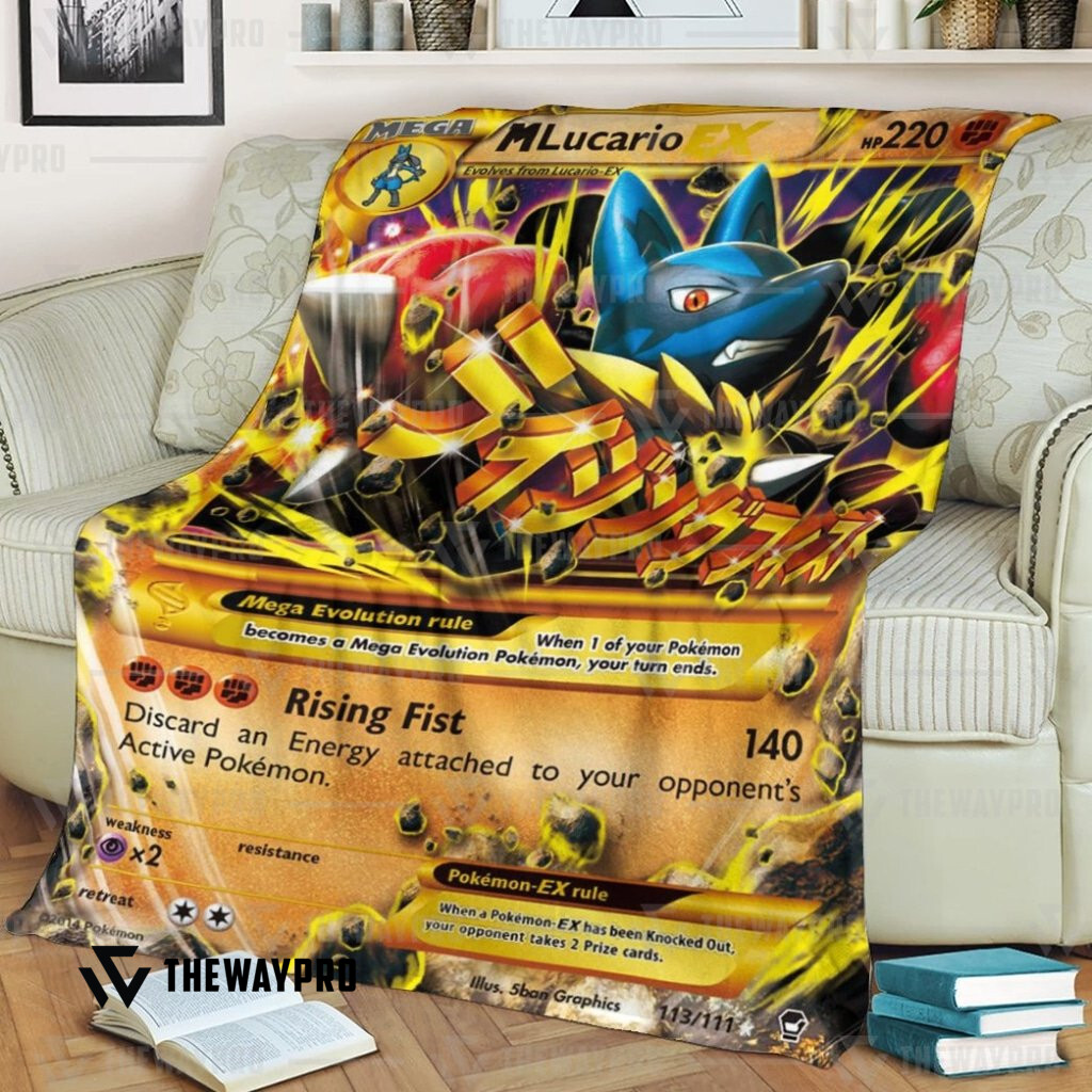 Anime Pokemon M Lucario Ex A%C2%B7 Furious Fists Blanket Anime Pokemon M Lucario Ex A%C2%B7 Furious Fists Blanket