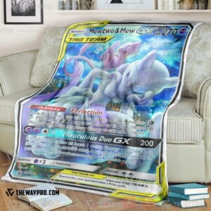 Anime Pokemon Mewtwo And Mew Blanket