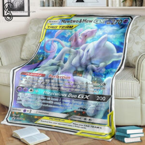 Anime Pokemon Mewtwo And Mew Tag Team Gx Full Printing Blanket