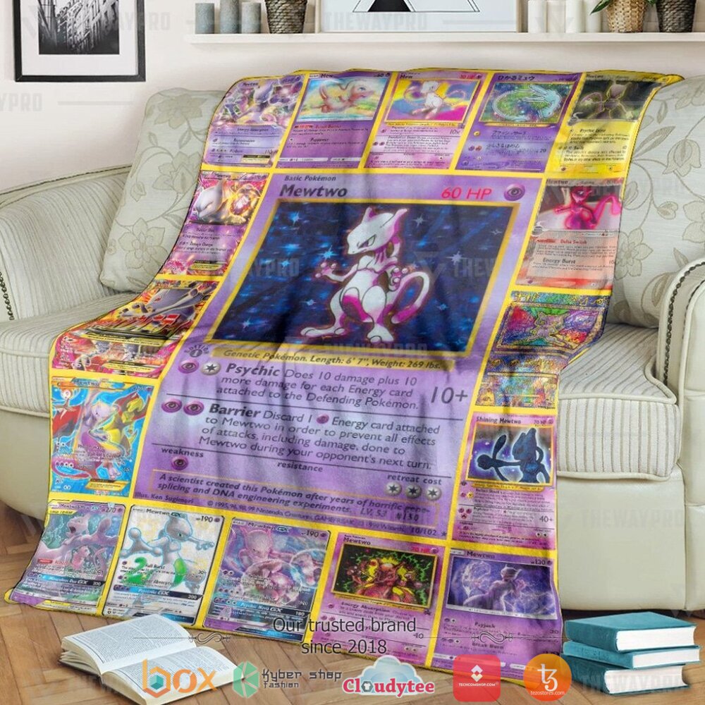 Anime Pokemon Mewtwo Cards Soft Blanket Anime Pokemon Mewtwo Cards Soft Blanket