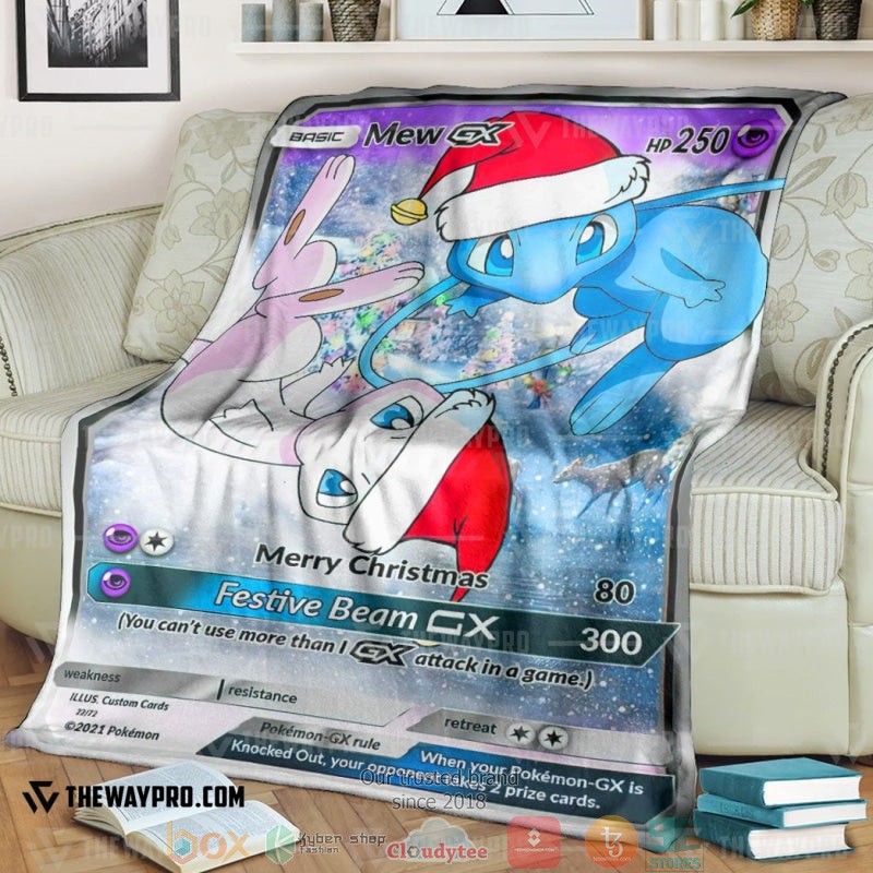 Anime Pokemon New Christmas Mew Gx Soft Blanket Anime Pokemon New Christmas Mew Gx Soft Blanket
