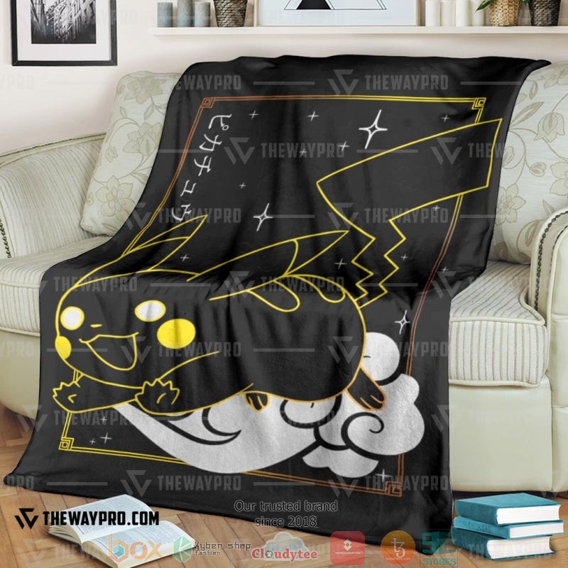 Anime Pokemon Pikachu Black Soft Blanket Anime Pokemon Pikachu Black Soft Blanket