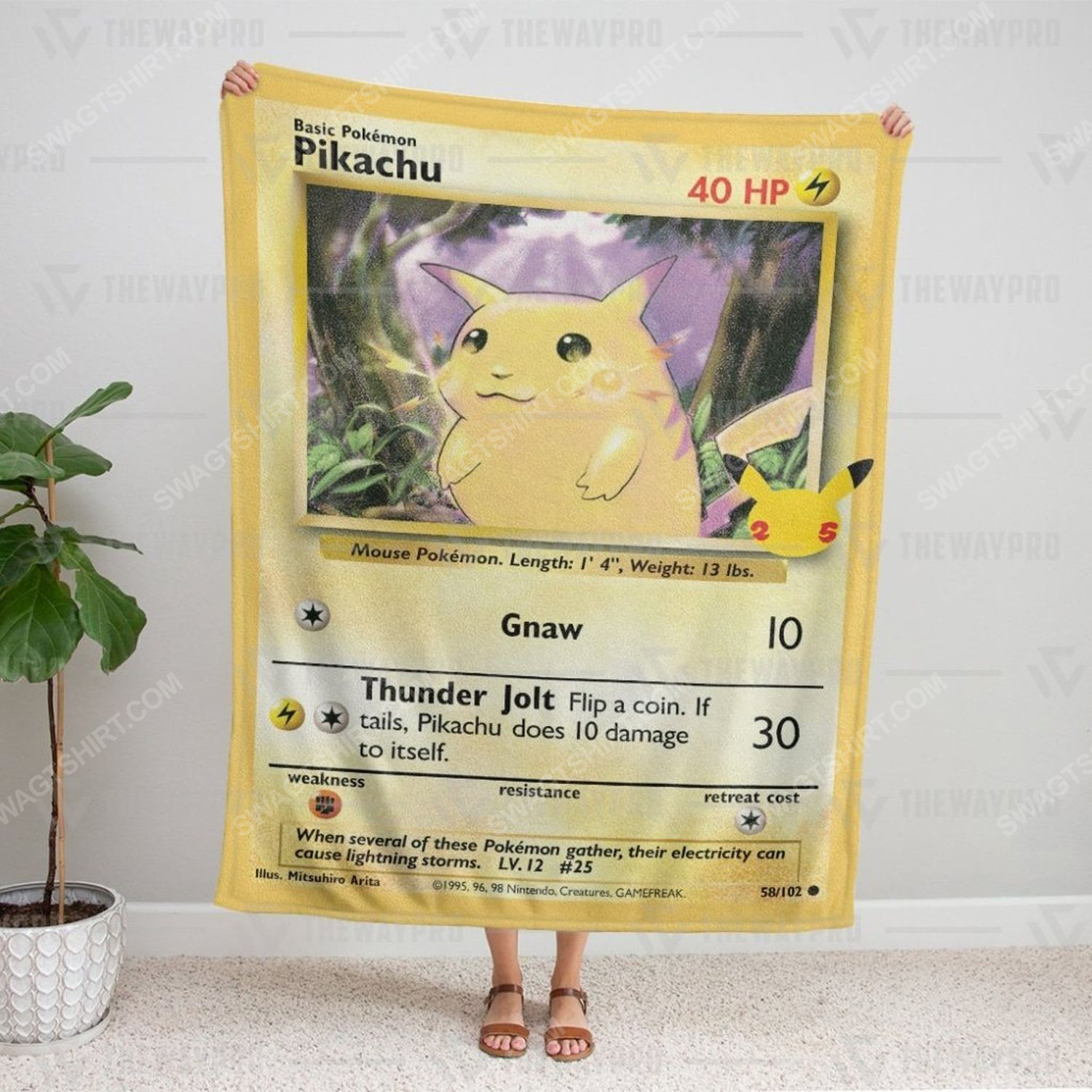 Anime Pokemon Pikachu Card Full Print Soft Blanket Anime Pokemon Pikachu Card Full Print Soft Blanket