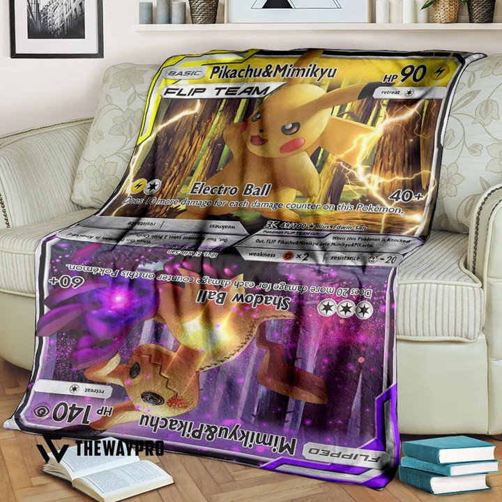 Anime Pokemon Pikachu Mimikyu Flip Team Custom Blanket Anime Pokemon Pikachu Mimikyu Flip Team Custom Blanket