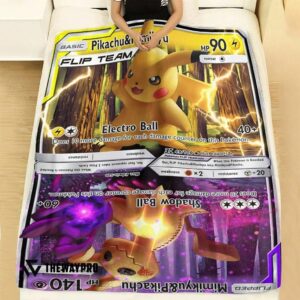 Anime Pokemon Pikachu Mimikyu Flip Team Custom Soft Blanket