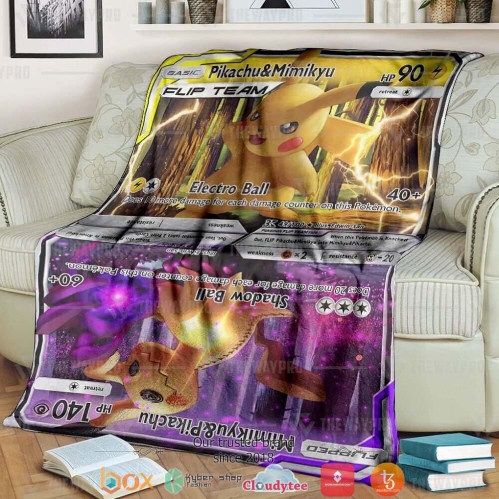 Anime Pokemon Pikachu Mimikyu Flip Team Soft Blanket Anime Pokemon Pikachu Mimikyu Flip Team Soft Blanket