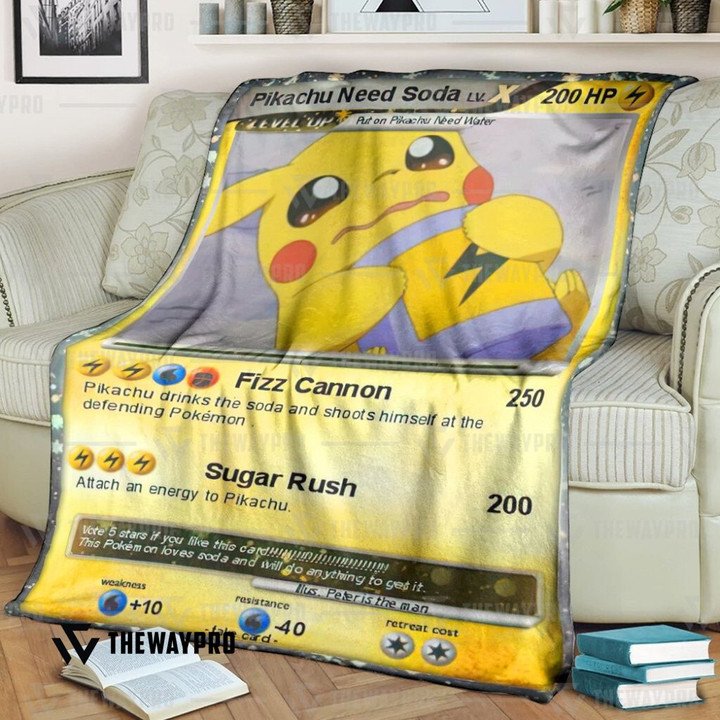 Anime Pokemon Pikachu Need Soda Quilt Blanket Anime Pokemon Pikachu Need Soda Quilt Blanket