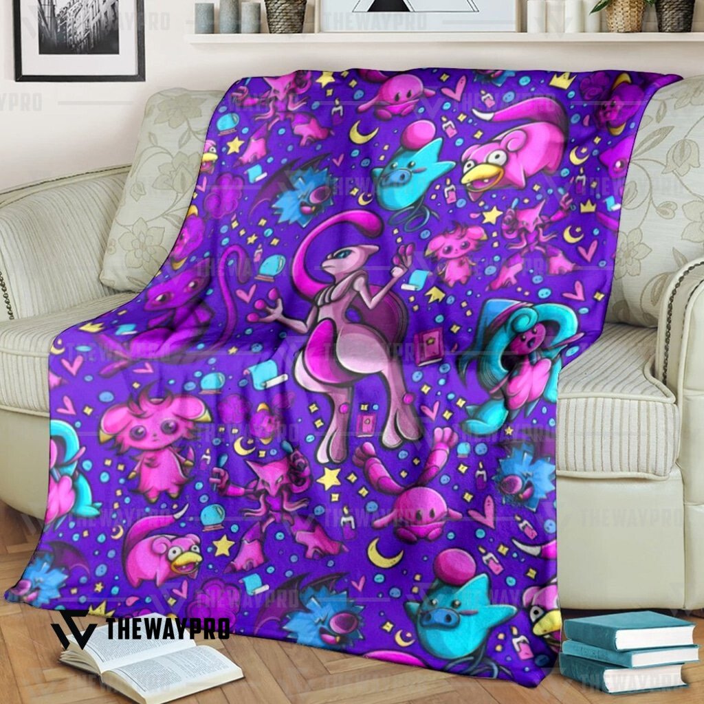 Anime Pokemon Psychic Version 2 Featuring Mewtwo Soft Blanket Anime Pokemon Psychic Version 2 Featuring Mewtwo Soft Blanket