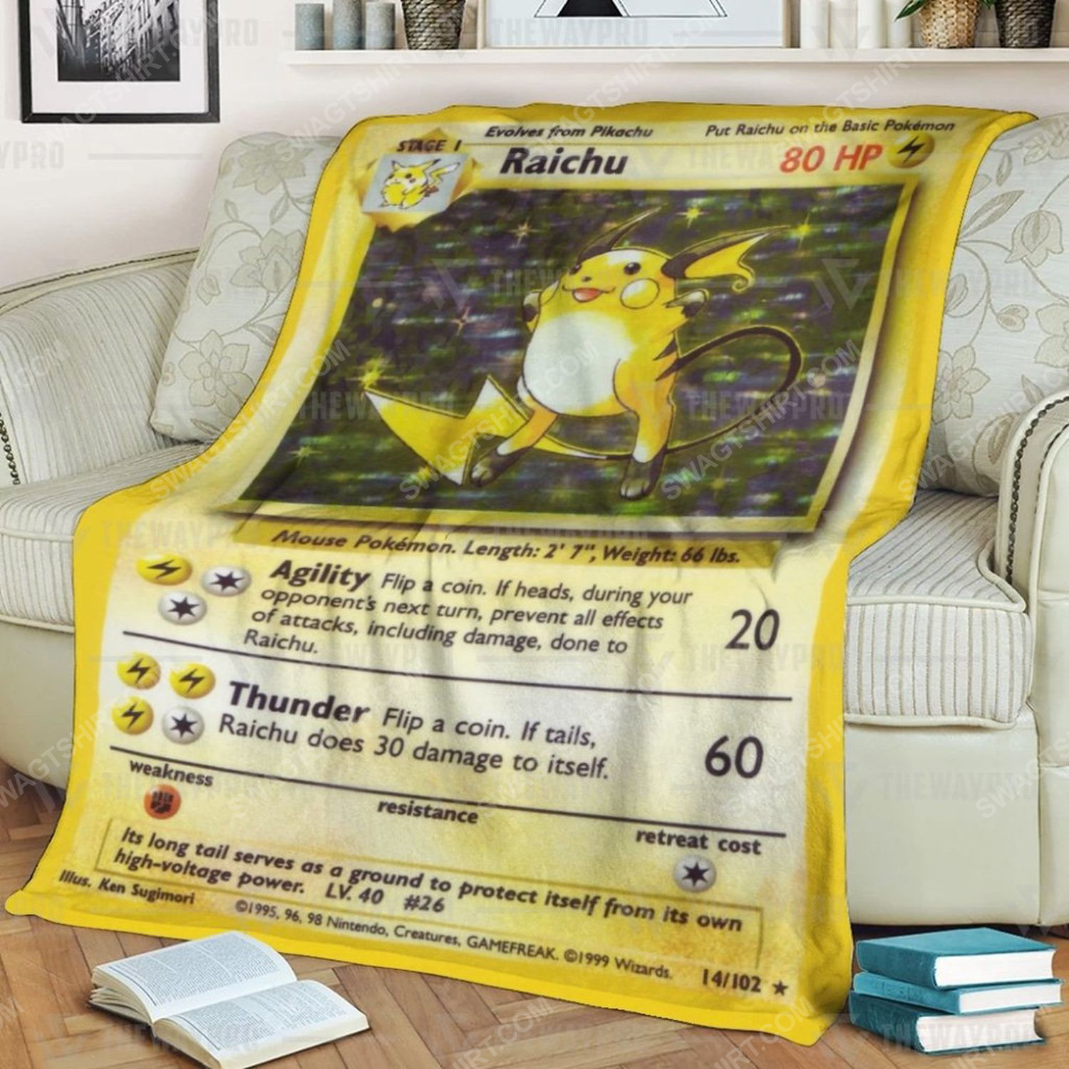 Anime Pokemon Raichu Base Full Print Soft Blanket Anime Pokemon Raichu Base Full Print Soft Blanket