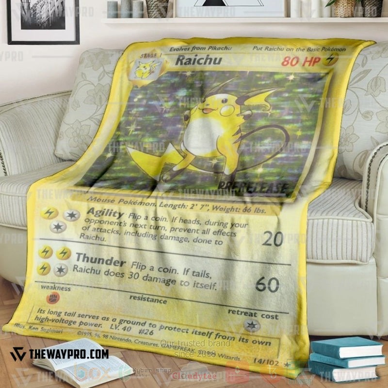 Anime Pokemon Raichu Card Blanket Anime Pokemon Raichu Card Blanket