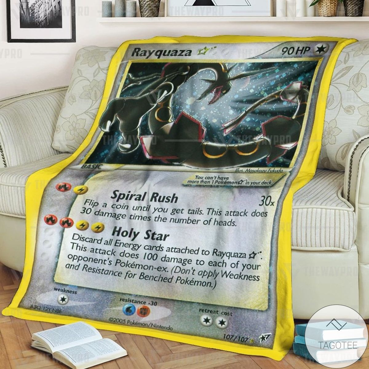 Anime Pokemon Rayquaza Gold Star Holo Custom Blanket Anime Pokemon Rayquaza Gold Star Holo Custom Blanket