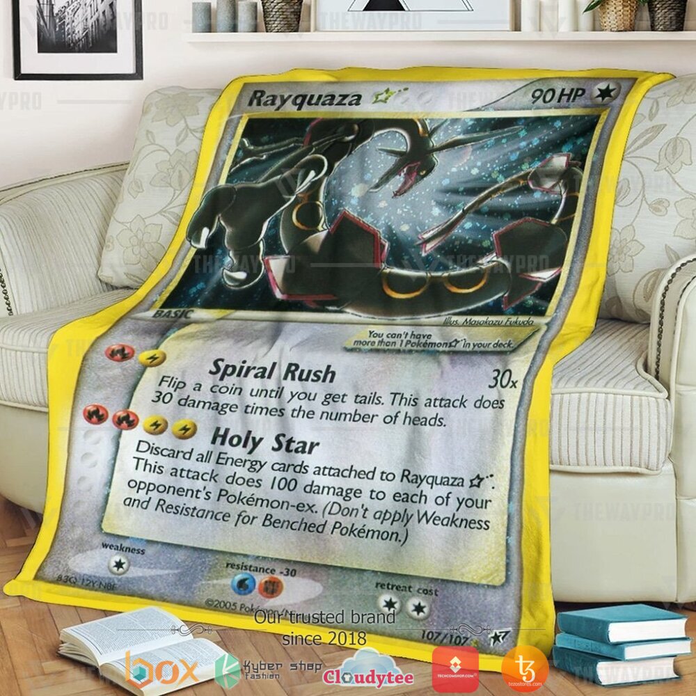 Anime Pokemon Rayquaza Gold Star Holo Soft Blanket 2 Anime Pokemon Rayquaza Gold Star Holo Soft Blanket 2