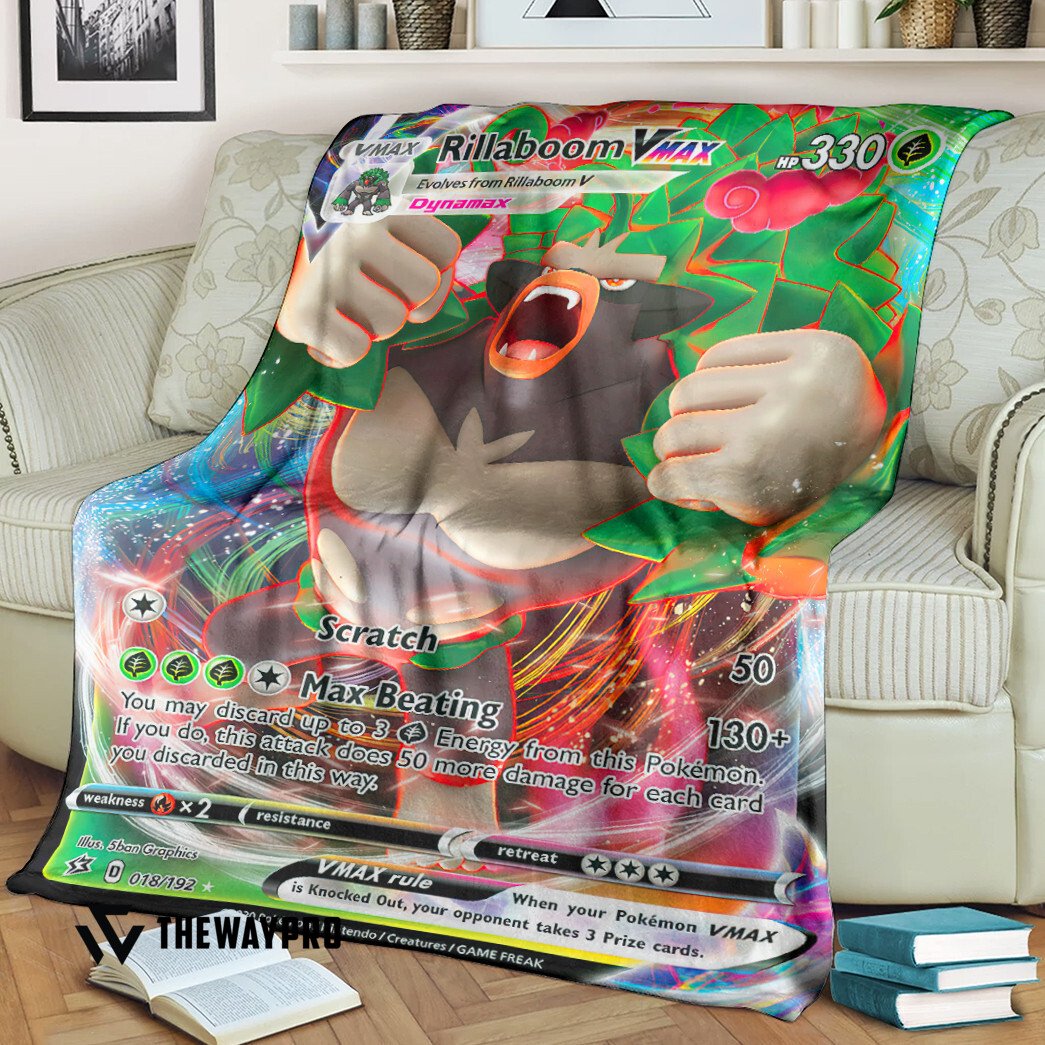 Anime Pokemon Rillaboom Vmax Rebel Clash Blanket Anime Pokemon Rillaboom Vmax Rebel Clash Blanket