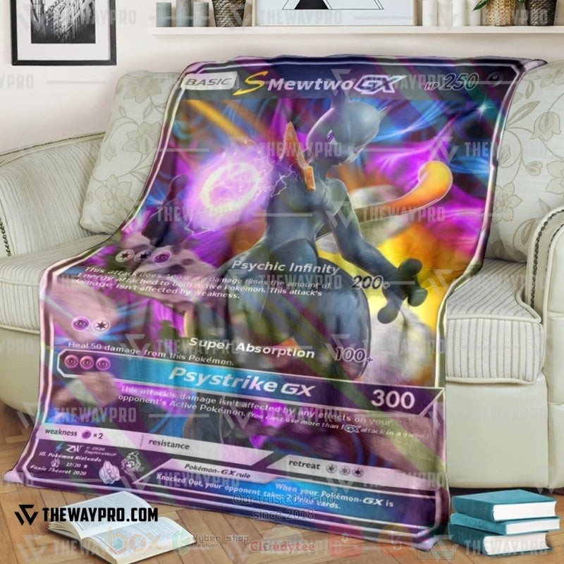 Anime Pokemon S Mewtwo Gx Shadow Blanket Anime Pokemon S Mewtwo Gx Shadow Blanket