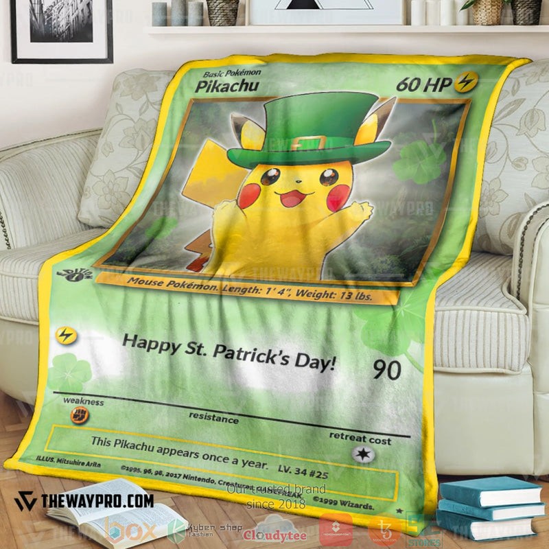 Anime Pokemon Saint Patrick Pikachu Soft Blanket Anime Pokemon Saint Patrick Pikachu Soft Blanket
