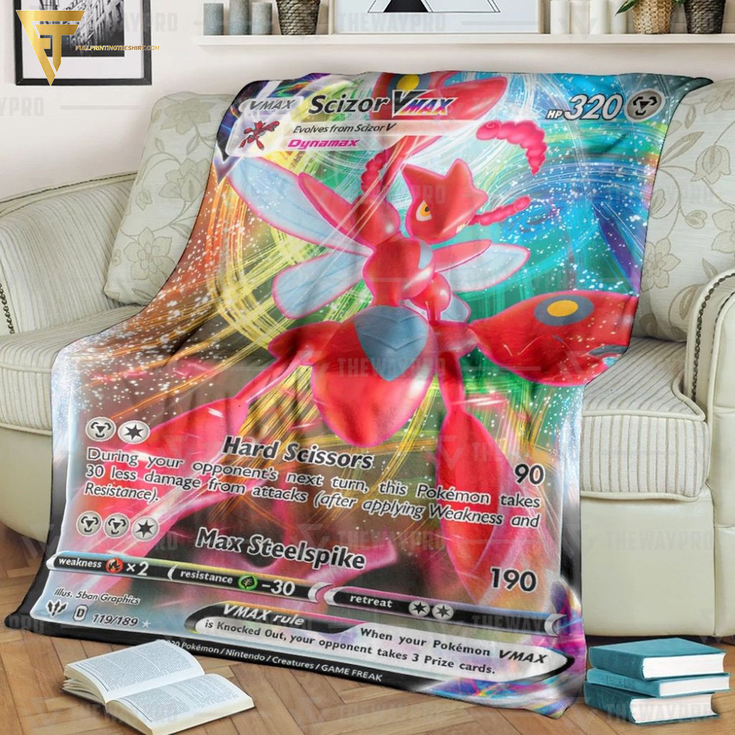 Anime Pokemon Scizor Vmax Darkness Ablaze Full Printing Blanket Anime Pokemon Scizor Vmax Darkness Ablaze Full Printing Blanket