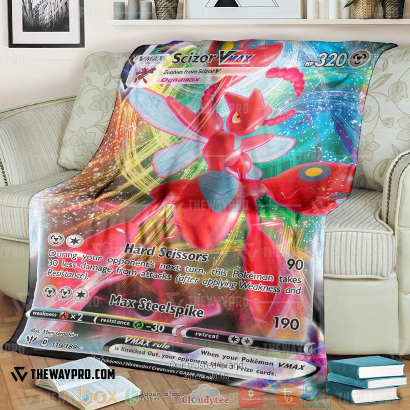Anime Pokemon Scizor Vmax Darkness Ablaze Soft Blanket Anime Pokemon Scizor Vmax Darkness Ablaze Soft Blanket