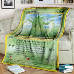 Anime Pokemon Scyther 1St Edition Fury Cutter Custom Blanket And Quilt