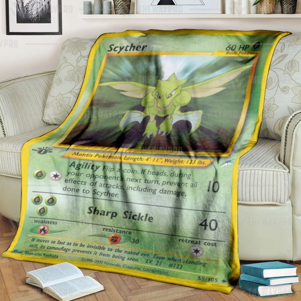 Anime Pokemon Scyther 1St Edition Sharp Sickle Custom Blanket And Quilt Anime Pokemon Scyther 1St Edition Sharp Sickle Custom Blanket And Quilt