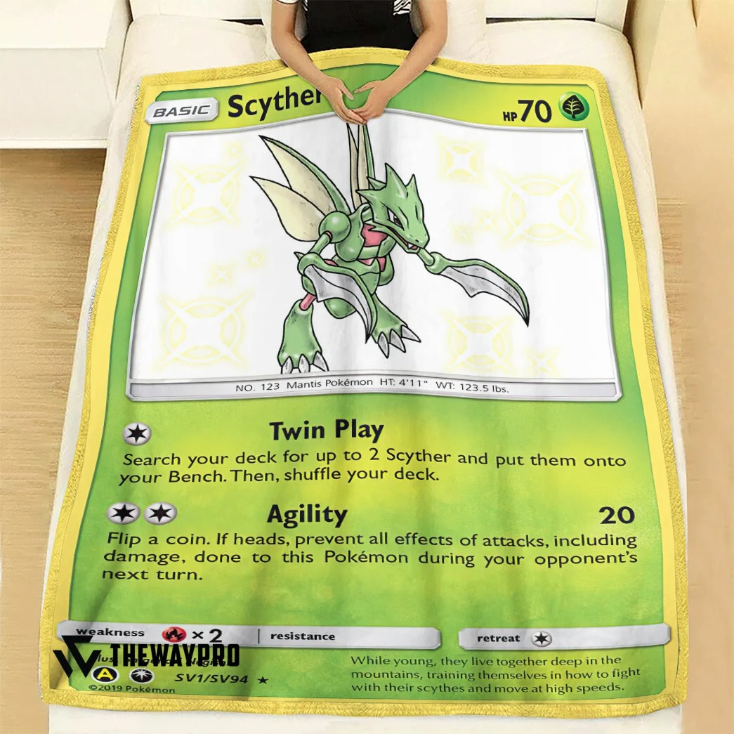 Anime Pokemon Scyther Celestial Storm Custom Soft Blanket Anime Pokemon Scyther Celestial Storm Custom Soft Blanket