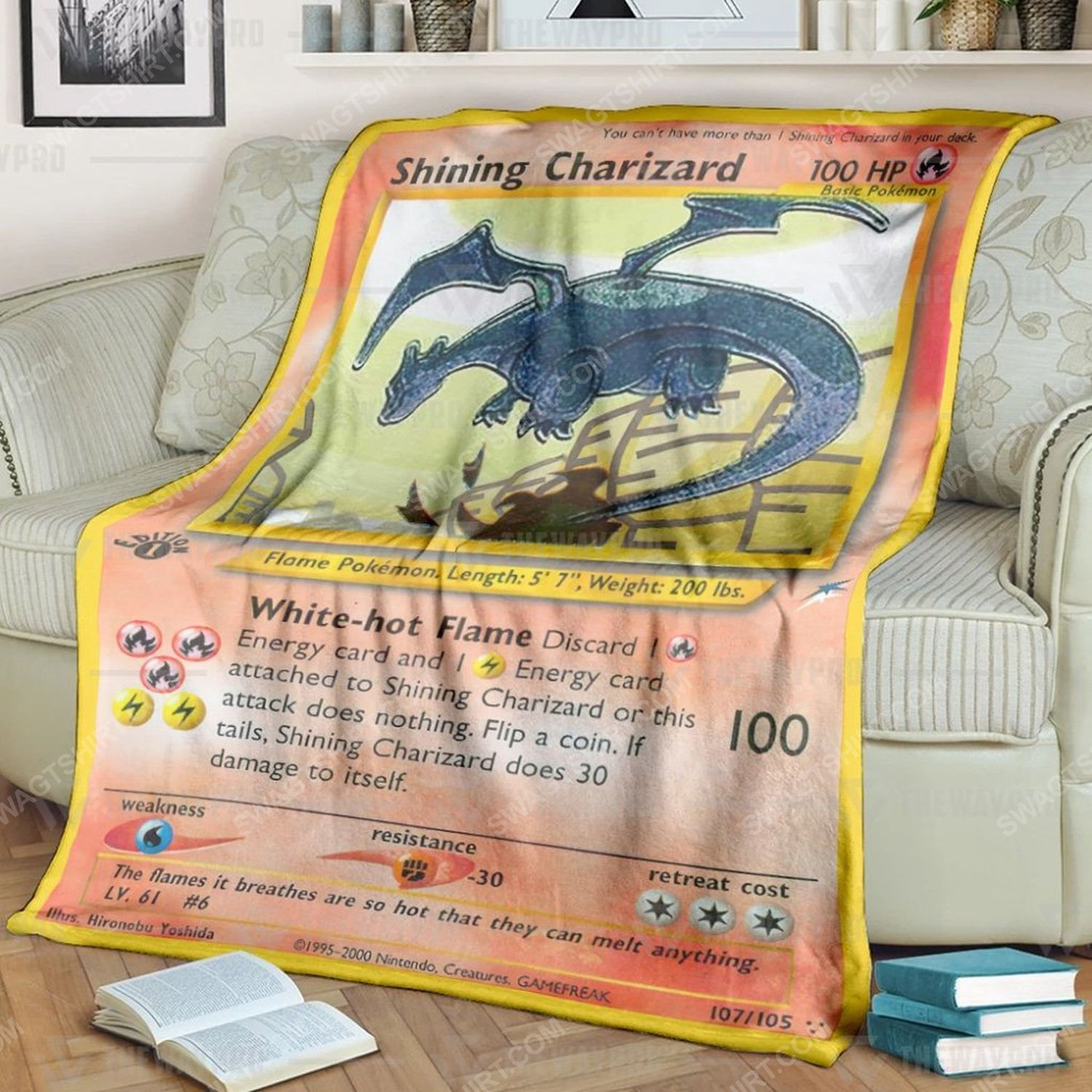 Anime Pokemon Shining Charizard Full Print Soft Blanket Anime Pokemon Shining Charizard Full Print Soft Blanket
