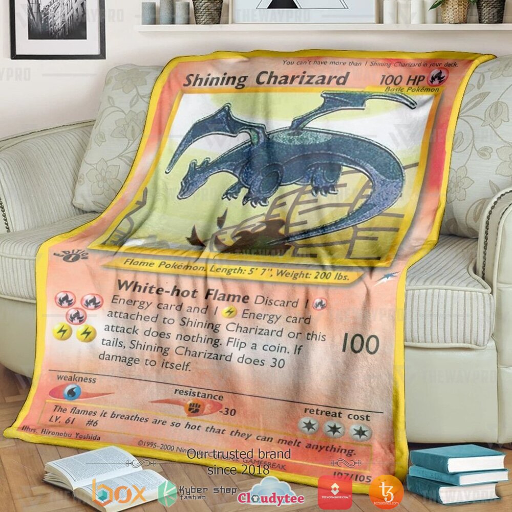 Anime Pokemon Shining Charizard Neo Destiny Soft Blanket Anime Pokemon Shining Charizard Neo Destiny Soft Blanket